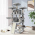 "68 - Inch Multi - Level Cat Tree with Condo, Scratching Posts & Towers – Light Grey" - Paws For Baby