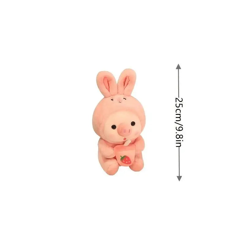 &quot;Cute Piglet Plush Toy - Soft Throw Pillow with Boba Tea&quot; - Paws For Baby