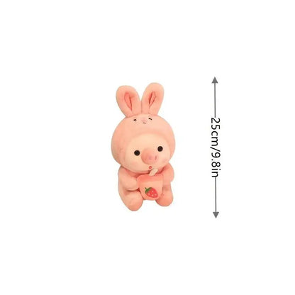 &quot;Cute Piglet Plush Toy - Soft Throw Pillow with Boba Tea&quot; - Paws For Baby