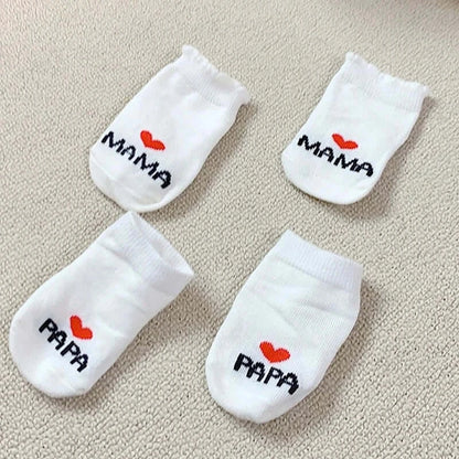 &quot;Newborn Baby Cotton Socks - I ❤️ MAMA PAPA - 2 Pairs&quot; - Paws For Baby