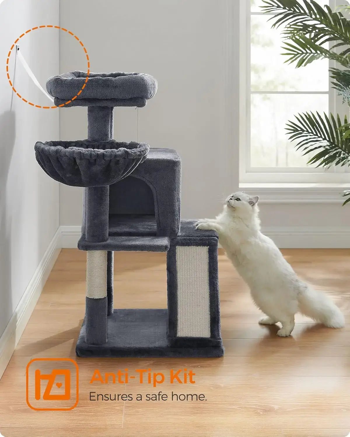 Small Cat Tree Tower - Wide Perch, Multi - Level Condo for Large Indoor Cats - Paws For Baby