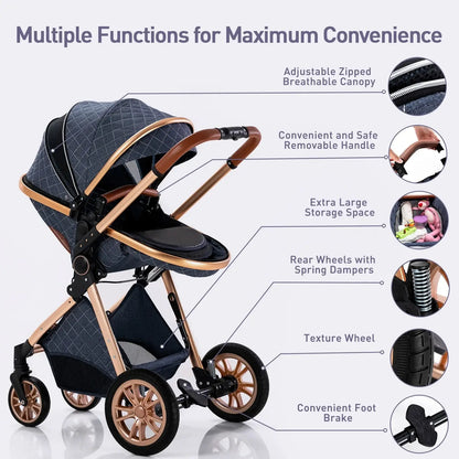 Luxury Baby Stroller 3 in 1 - Paws For Baby