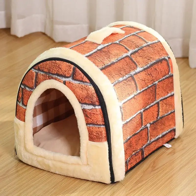 Folding Plush Dog House - Paws For Baby