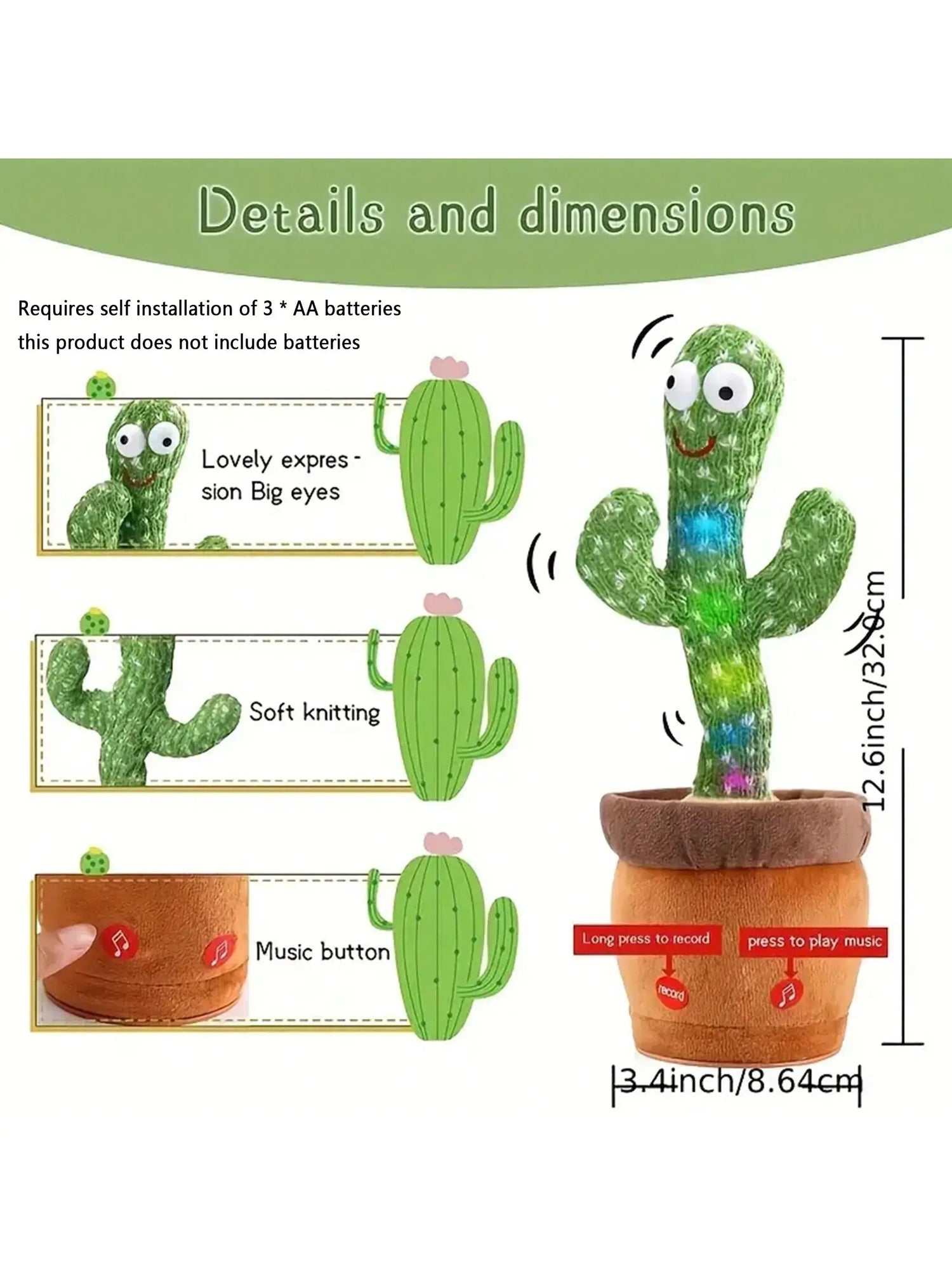 1pc-Dancing Talking Cactus Toy - Paws For Baby