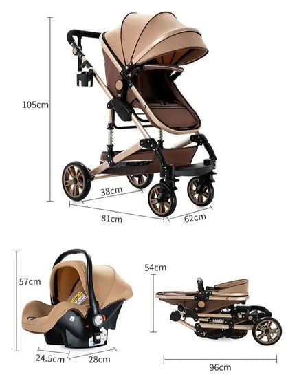 3 - in - 1 baby stroller: lightweight with safety seat and car basets For Child With Car Base - Paws For Baby