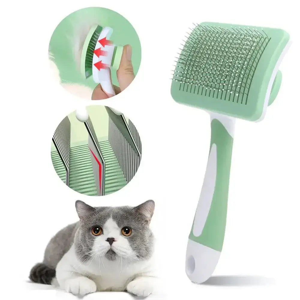 &quot;Self - Cleaning Pet Brush – Stainless Steel Hair Removal Comb for Dogs &amp; Cats&quot; - Paws For Baby