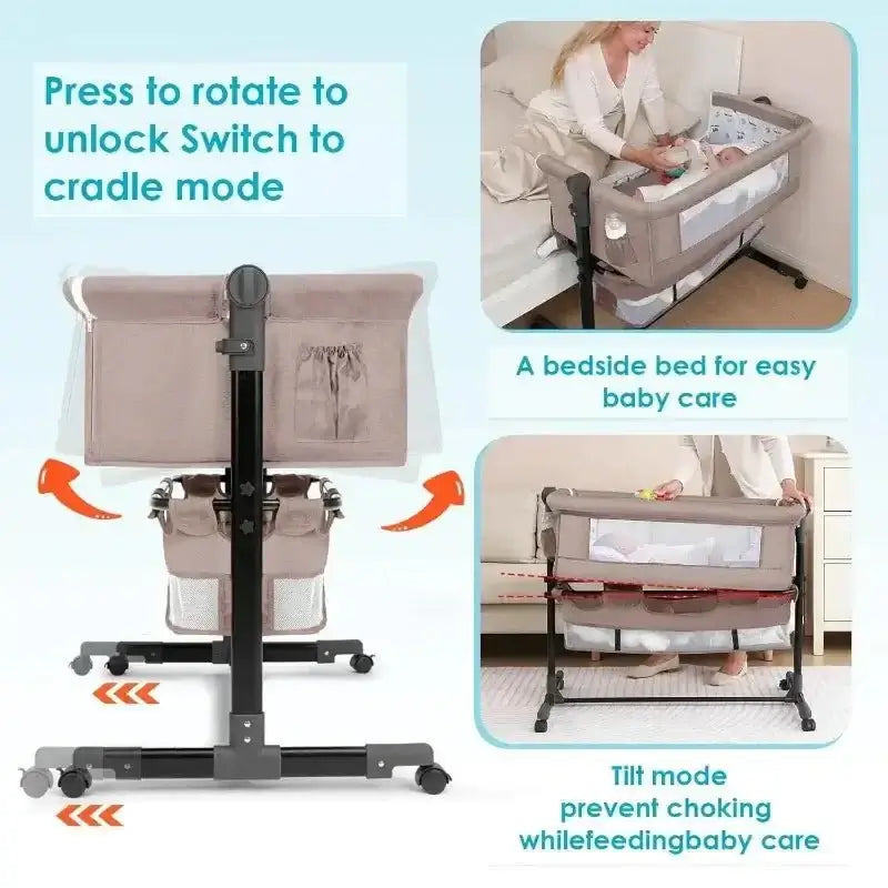 Portable Nursery Bed with Mosquito Net | Adjustable Travel Crib for Newborns - Paws For Baby