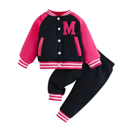 Pink Baseball Clothing Set | Baby Girl Outfit with Jacket &amp; Pants (6 Months - 3 Years) - Paws For Baby