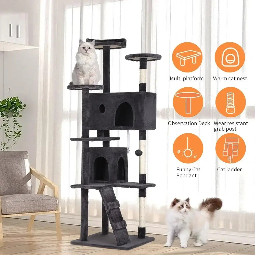 70&quot; Multi-Level Cat Tree Tower with Scratching Posts