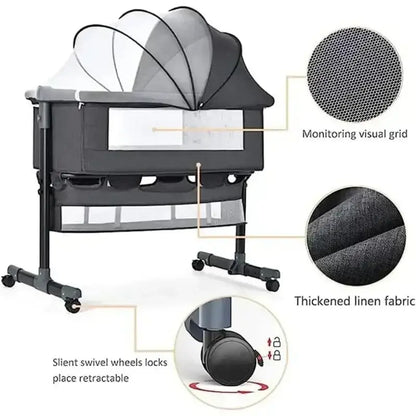 Portable Nursery Bed with Mosquito Net | Adjustable Travel Crib for Newborns - Paws For Baby