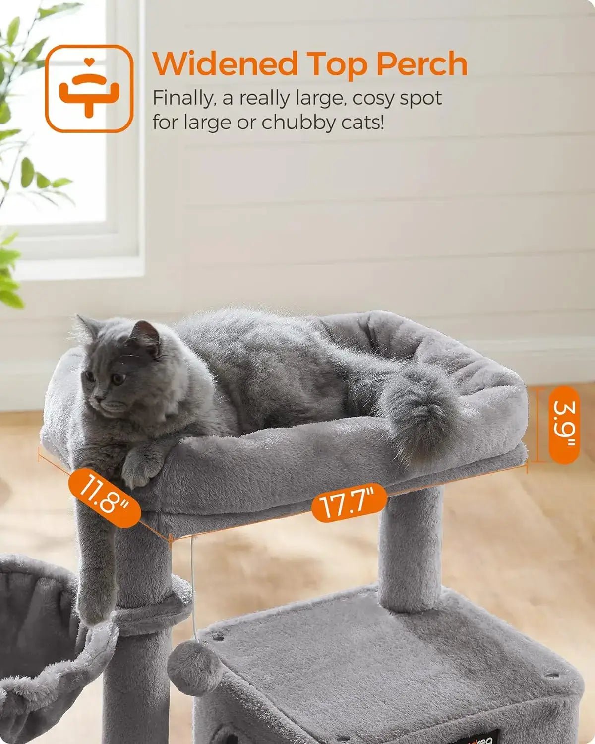 Small Cat Tree Tower - Wide Perch, Multi - Level Condo for Large Indoor Cats - Paws For Baby