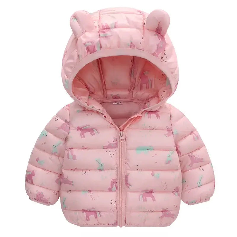 Cartoon Dinosaur Hooded Down Coat for Kids 1-5 Years