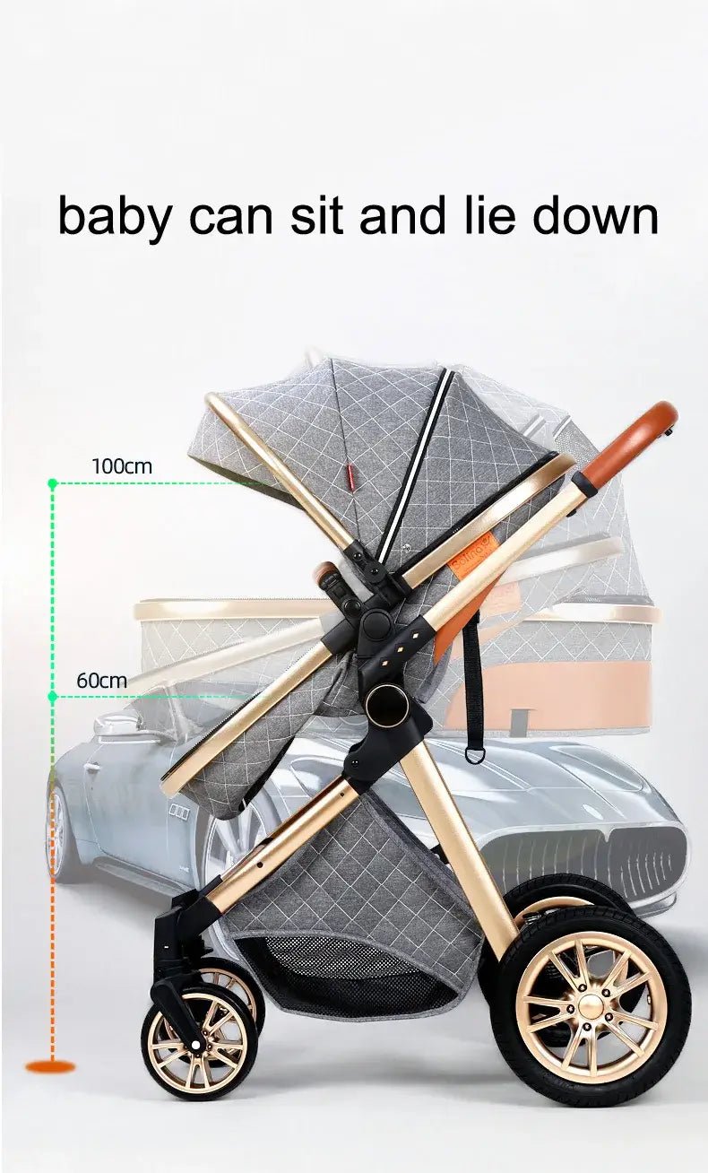 Luxury 2 - in - 1 Foldable Baby Stroller - High Landscape Bassinet &amp; Lightweight Pushchair - Paws For Baby