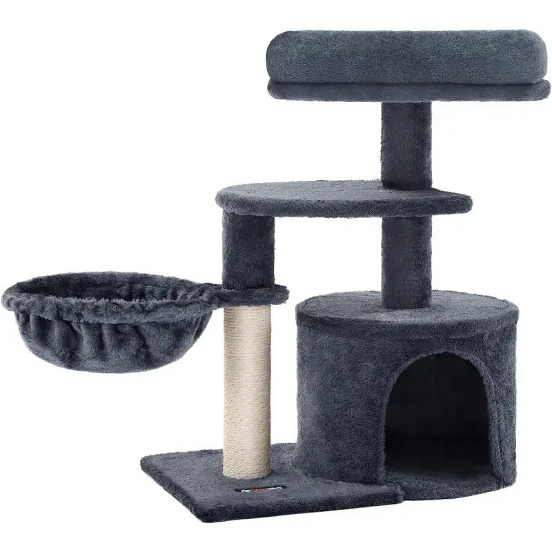 Small Cat Tree Tower - Wide Perch, Multi - Level Condo for Large Indoor Cats - Paws For Baby