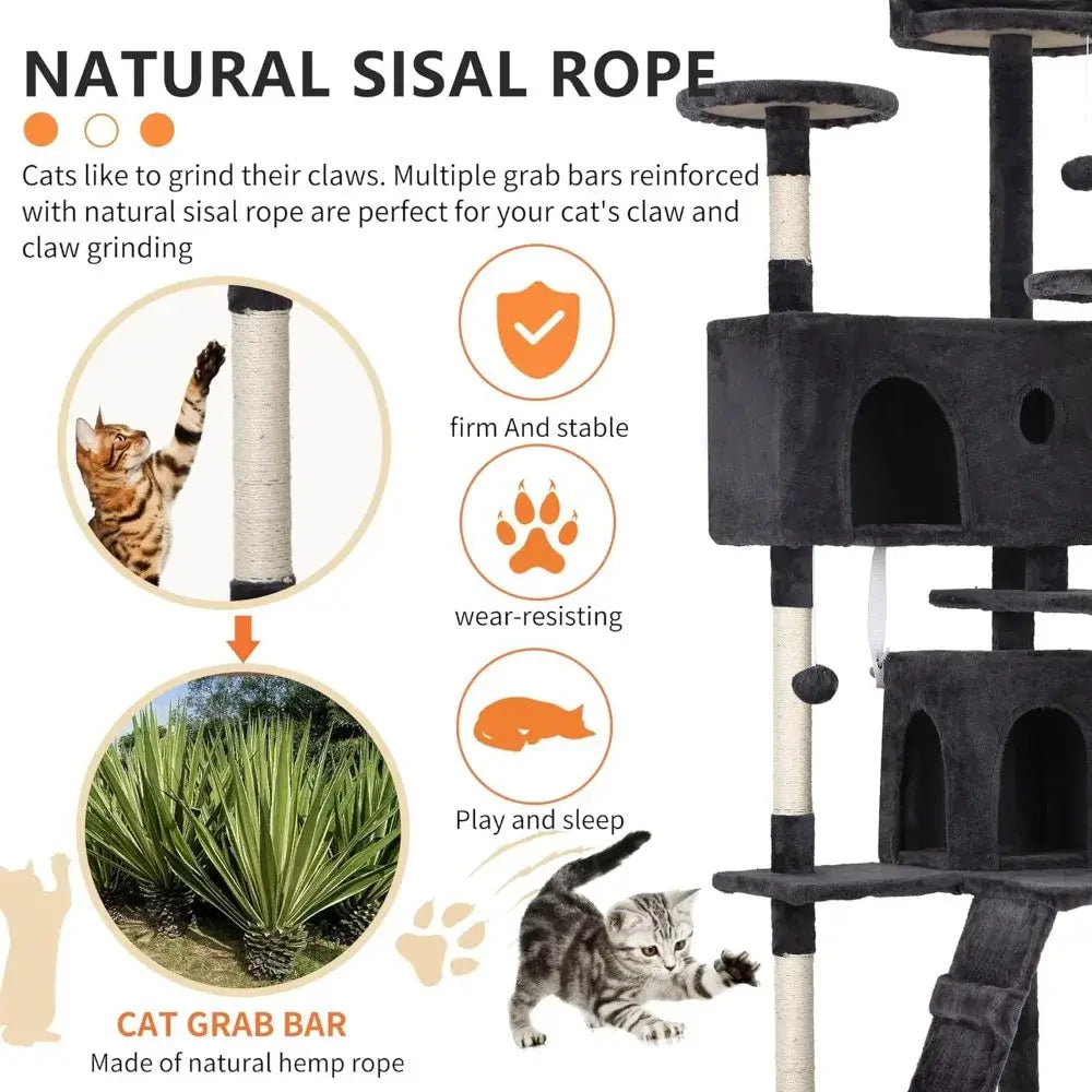 70&quot; Multi-Level Cat Tree Tower with Scratching Posts