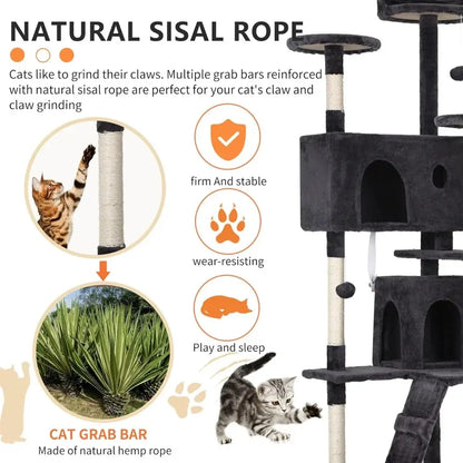 70&quot; Multi-Level Cat Tree Tower with Scratching Posts