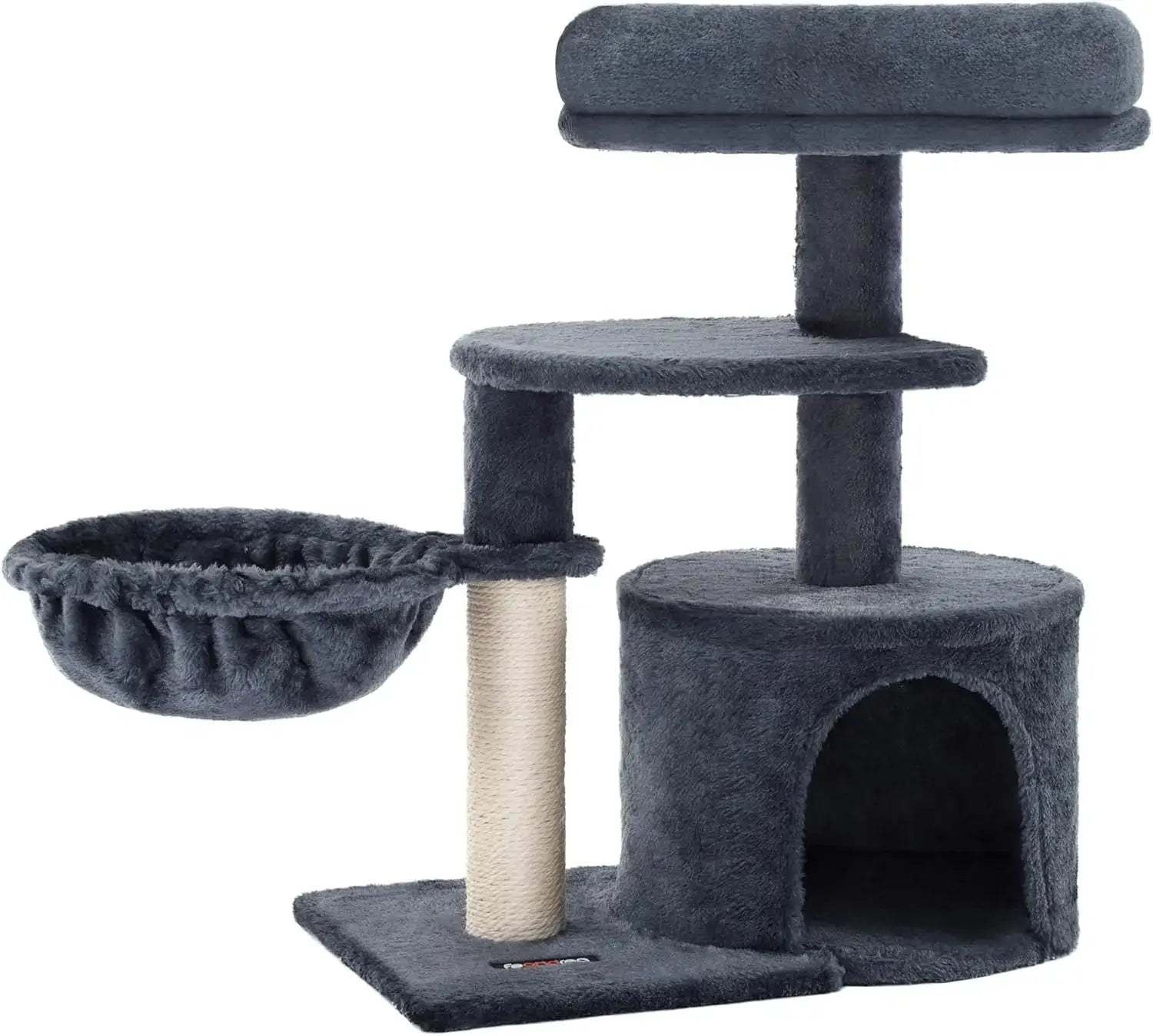 Small Cat Tree Tower - Wide Perch, Multi - Level Condo for Large Indoor Cats - Paws For Baby