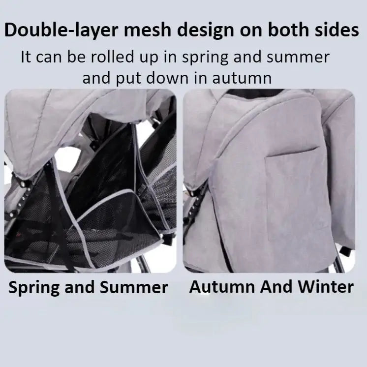 &quot;Lightweight Foldable Twin Stroller - Sit &amp; Lying Option&quot; - Paws For Baby