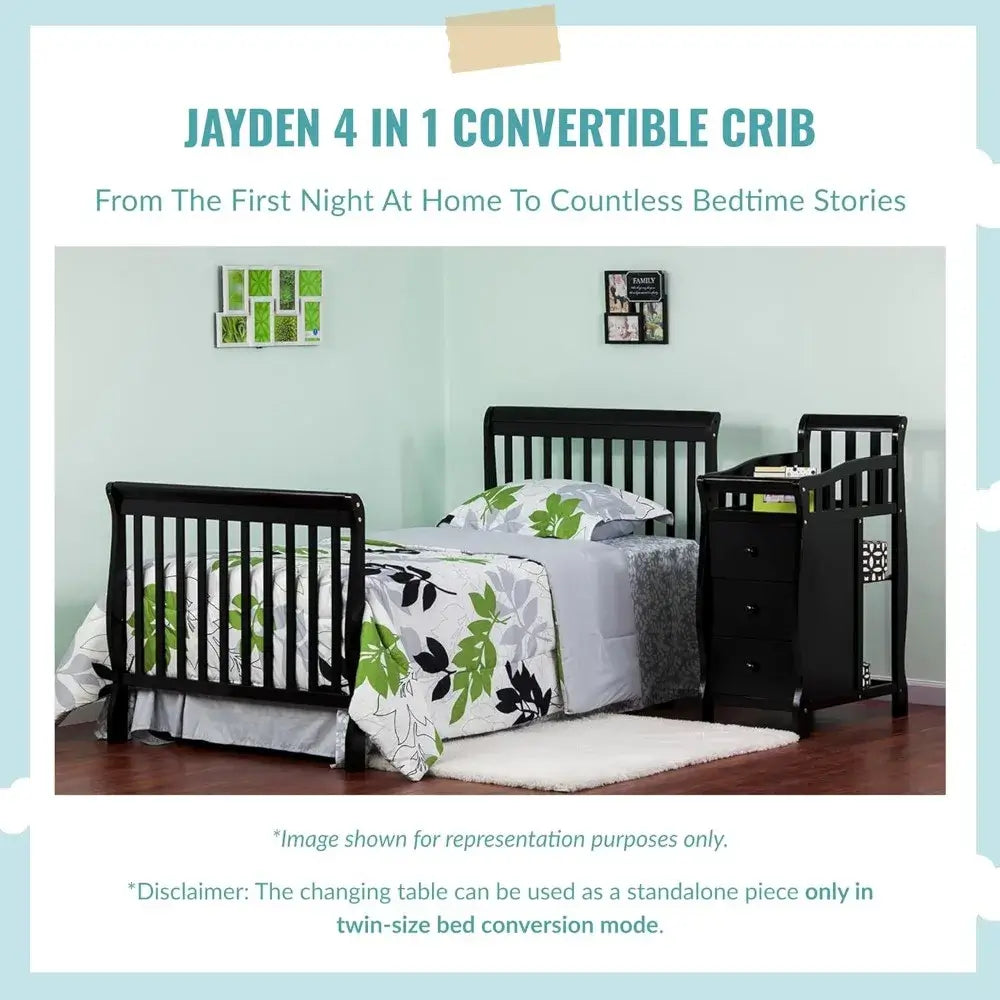 Jayden 4-in-1 convertible mini crib with changing table