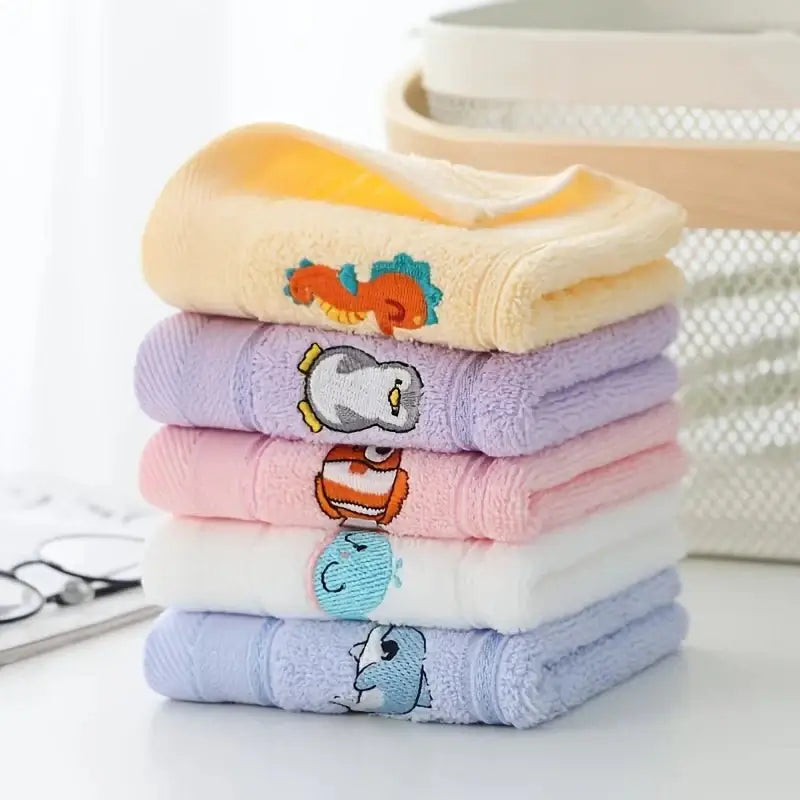 &quot;5pcs Soft Cartoon Animal Towels - For Kids &amp; Babies&quot; - Paws For Baby