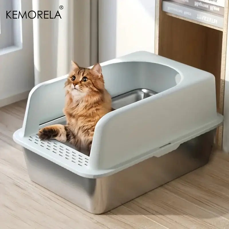 XL 60x50CM Stainless Steel Litter Box with Lid - Large - Paws For Baby