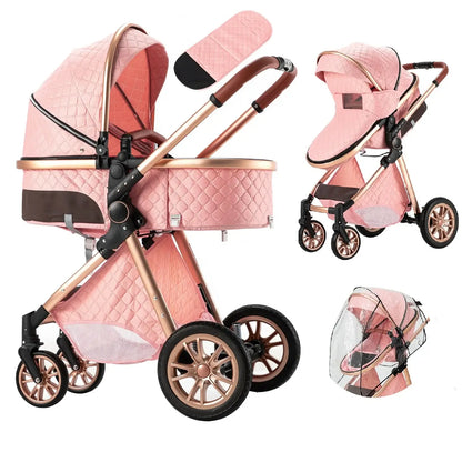 Luxury 2 - in - 1 Foldable Baby Stroller - High Landscape Bassinet &amp; Lightweight Pushchair - Paws For Baby