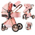 Luxury 2 - in - 1 Foldable Baby Stroller - High Landscape Bassinet & Lightweight Pushchair - Paws For Baby