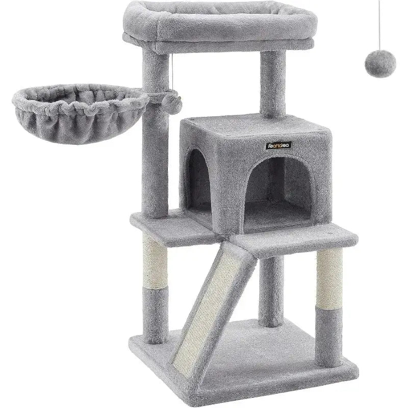 Small Cat Tree Tower - Wide Perch, Multi - Level Condo for Large Indoor Cats - Paws For Baby