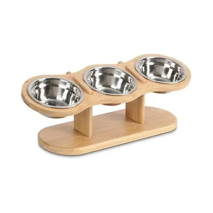 &quot;Wooden Cat Bowl Stand: Neck-Protecting Design&quot;