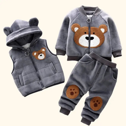 3Pcs Warm Hooded Outfit Set for Kids, Ages 1-5