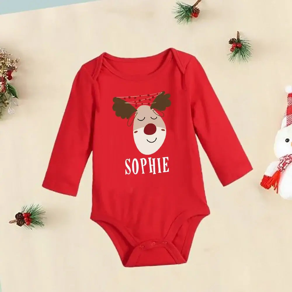 Personalized Christmas Deer Bodysuit - Baby Outfit