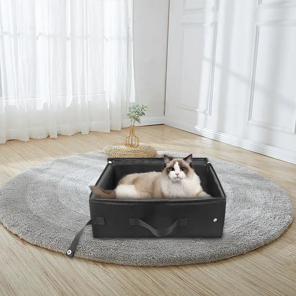 &quot;Foldable Cat Litter Box: Portable &amp; Waterproof Travel Tray&quot; - Paws For Baby