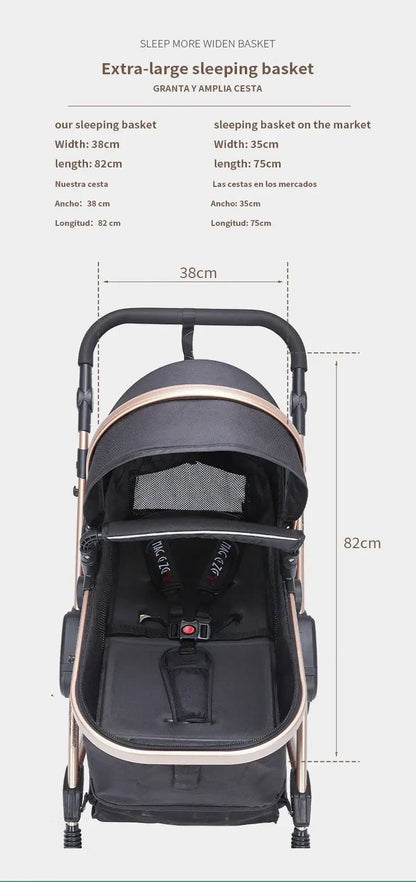 3 - in - 1 baby stroller: lightweight with safety seat and car basets For Child With Car Base - Paws For Baby