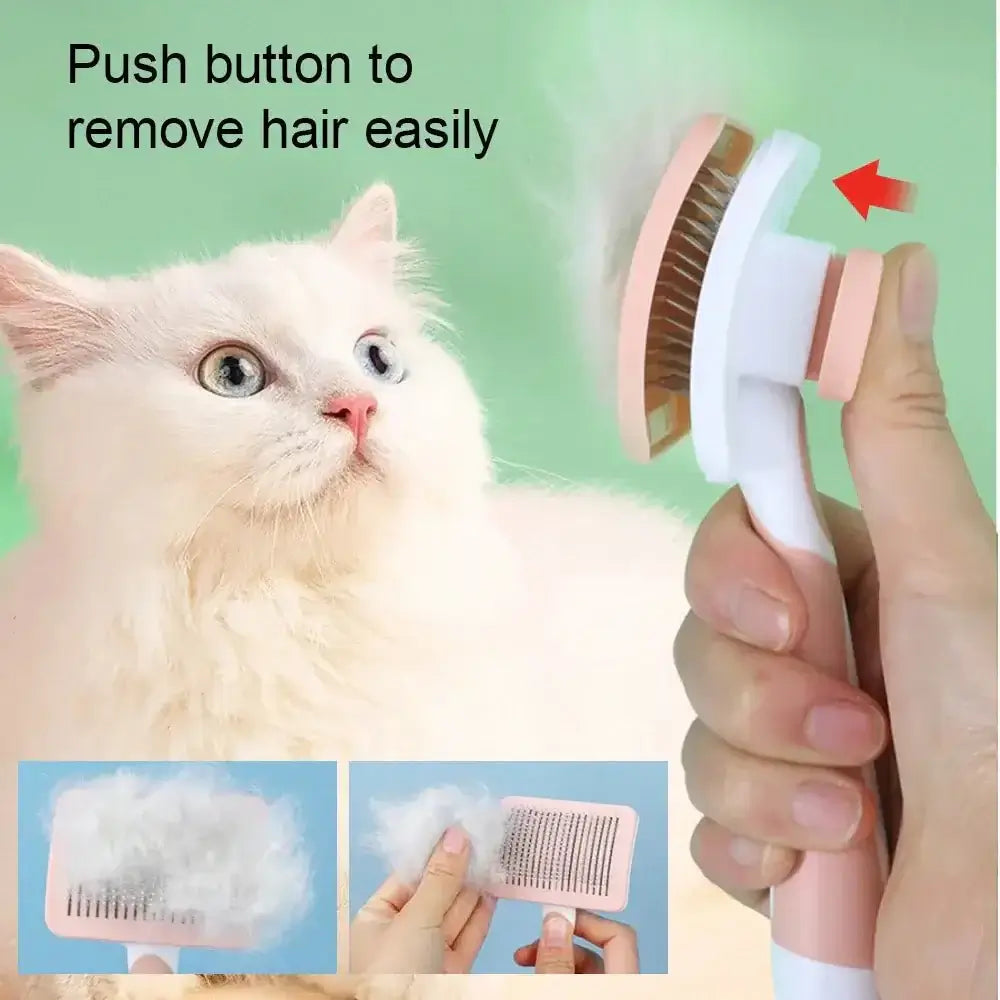 &quot;Self - Cleaning Pet Brush – Stainless Steel Hair Removal Comb for Dogs &amp; Cats&quot; - Paws For Baby