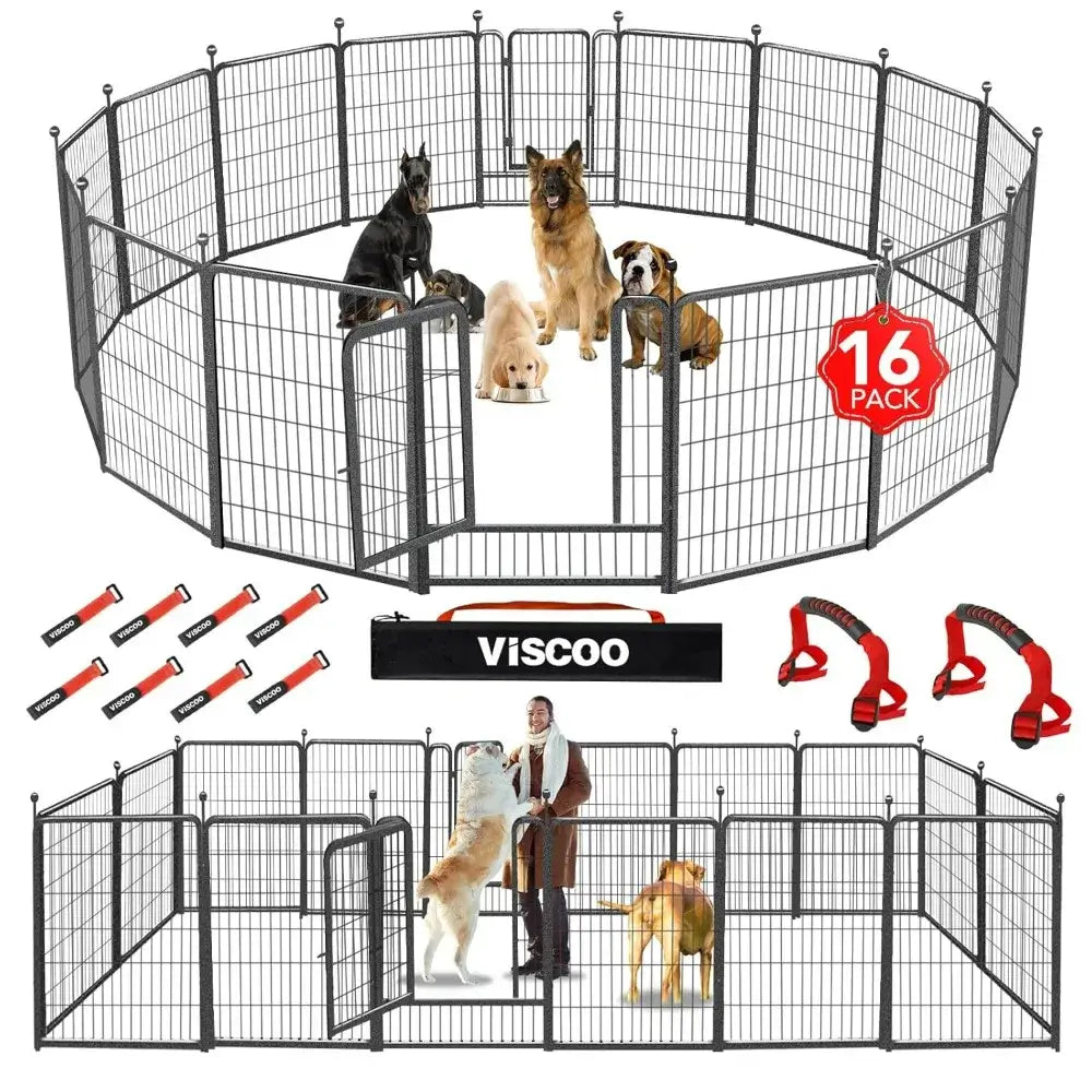 Metal Folding Dog Playpen with Gates