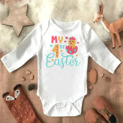 My 1st Easter Baby Romper - Long Sleeve Jumpsuit - Paws For Baby