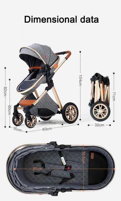 Luxury 2 - in - 1 Foldable Baby Stroller - High Landscape Bassinet &amp; Lightweight Pushchair - Paws For Baby