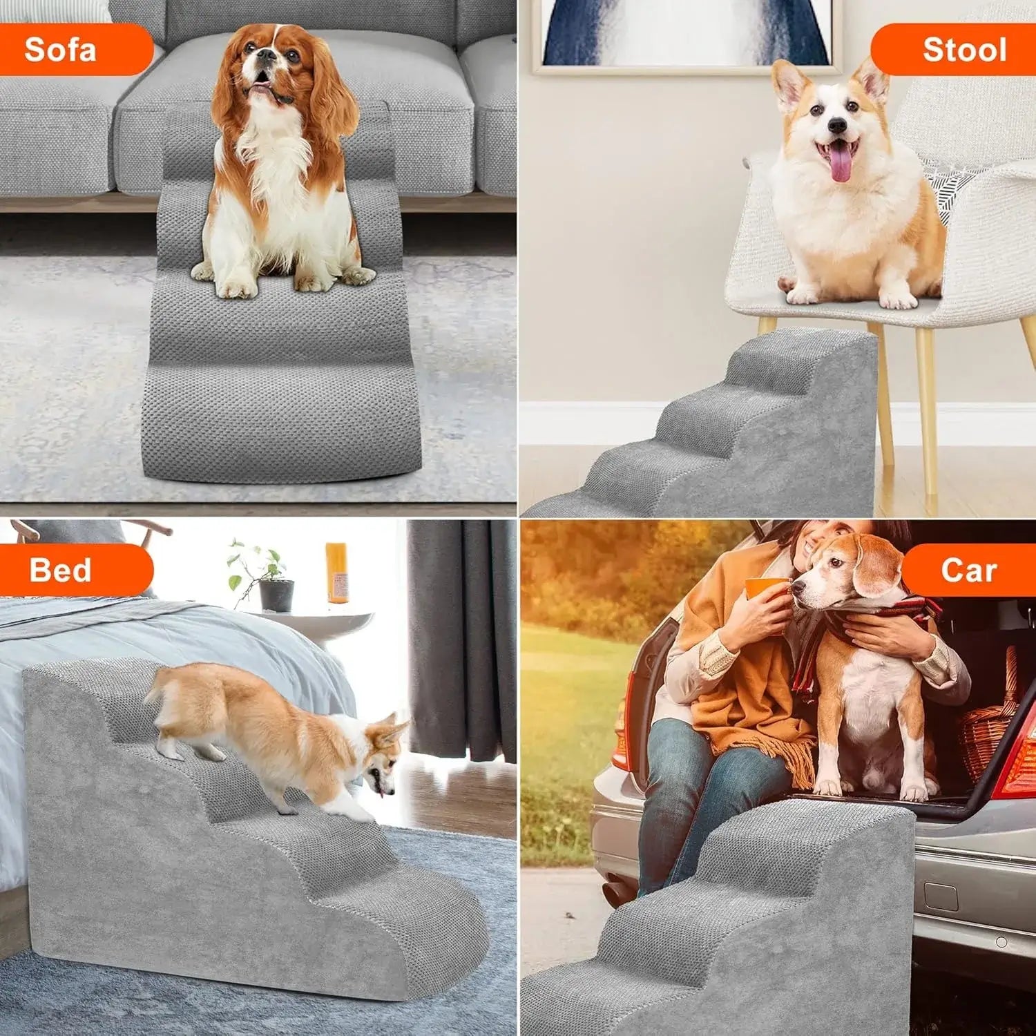 &quot;Soft Foam Pet Stairs - Non-Slip Steps for Bed or Couch&quot; - Paws For Baby