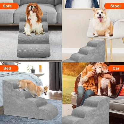 &quot;Soft Foam Pet Stairs - Non-Slip Steps for Bed or Couch&quot; - Paws For Baby