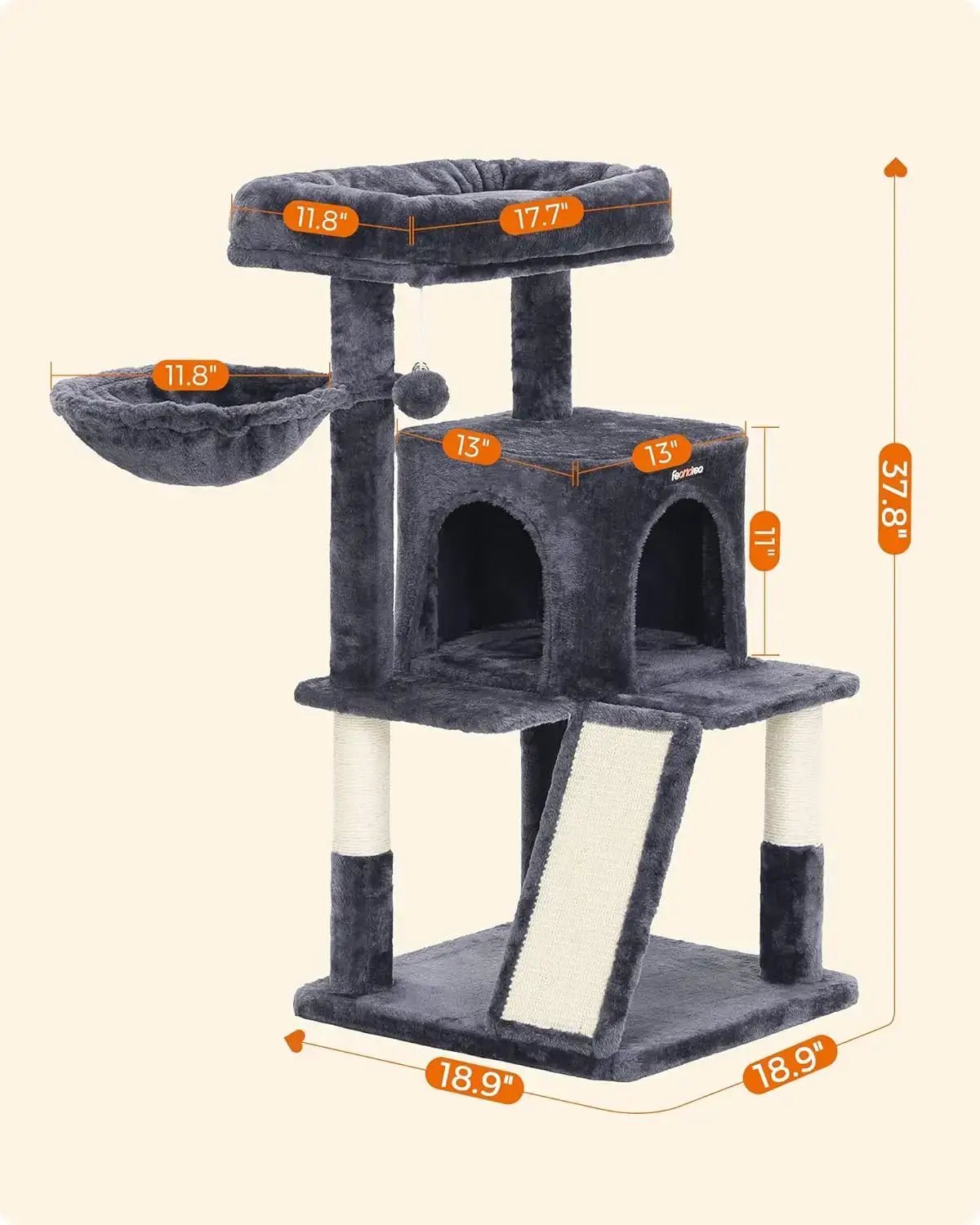 Small Cat Tree Tower - Wide Perch, Multi - Level Condo for Large Indoor Cats - Paws For Baby