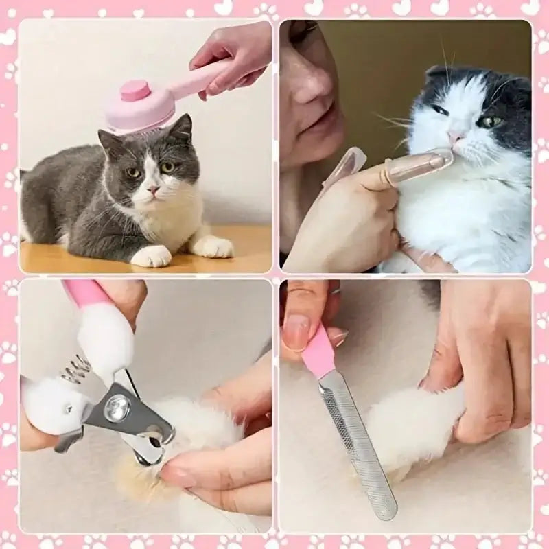 &quot;8 - Piece Cat Grooming Kit – Brush &amp; Nail Clippers&quot; - Paws For Baby