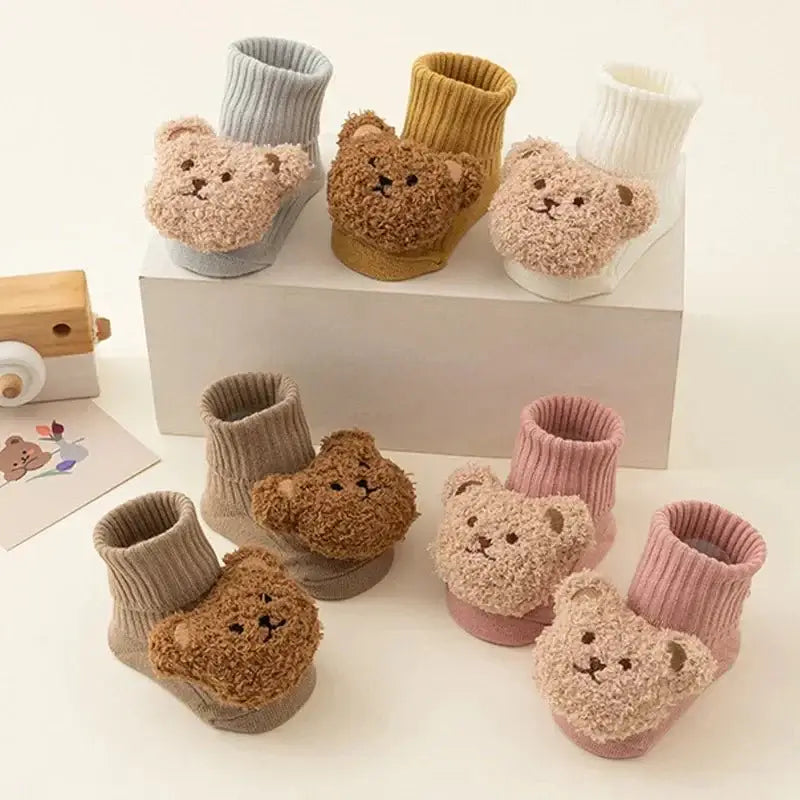 &quot;Cartoon Bear Baby Socks - Winter Warm &amp; Anti - Slip&quot; - Paws For Baby