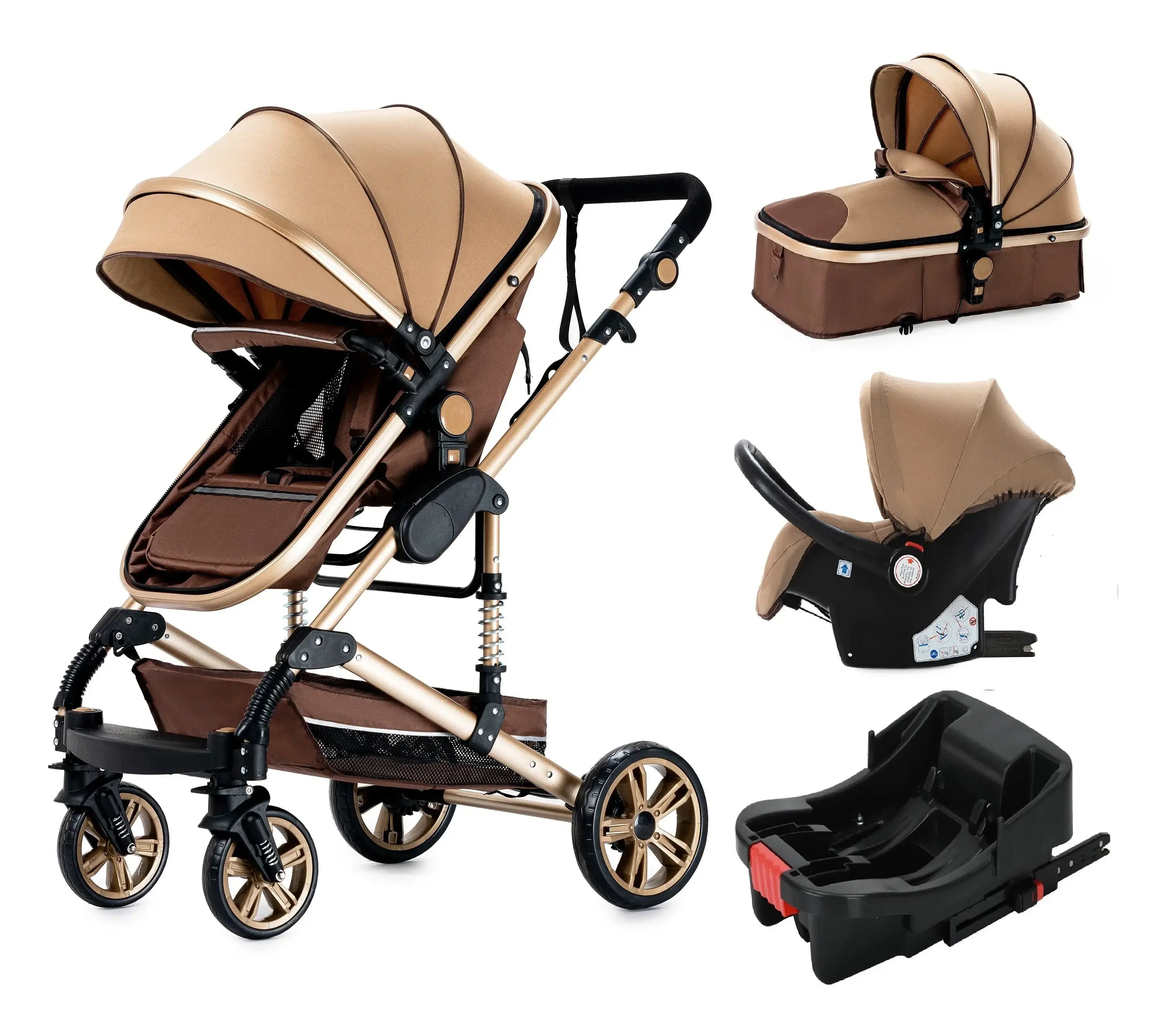 3 - in - 1 baby stroller: lightweight with safety seat and car basets For Child With Car Base - Paws For Baby