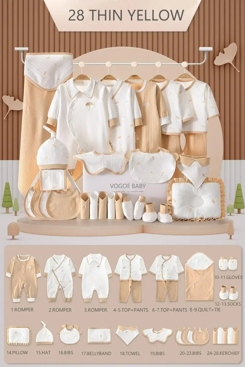 100% Cotton Baby Clothing Set – 28 Pieces Unisex