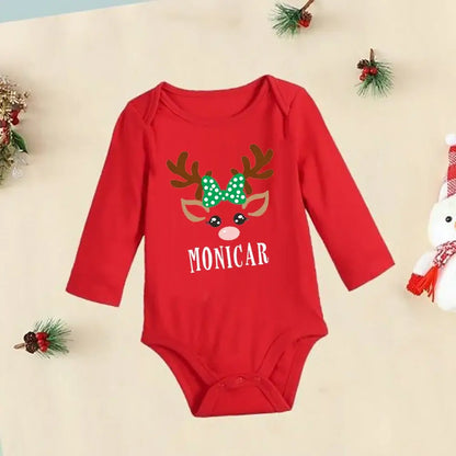 Personalized Christmas Deer Bodysuit - Baby Outfit