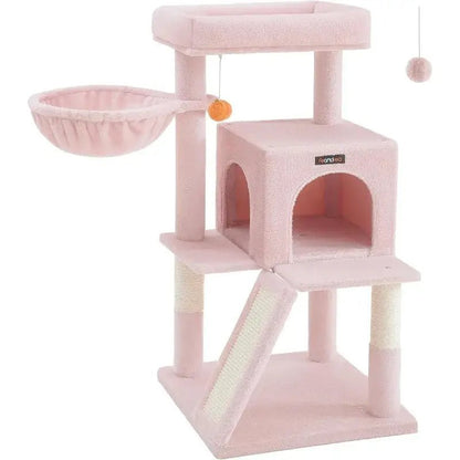 Small Cat Tree Tower - Wide Perch, Multi - Level Condo for Large Indoor Cats - Paws For Baby