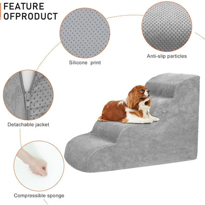 &quot;Soft Foam Pet Stairs - Non-Slip Steps for Bed or Couch&quot; - Paws For Baby