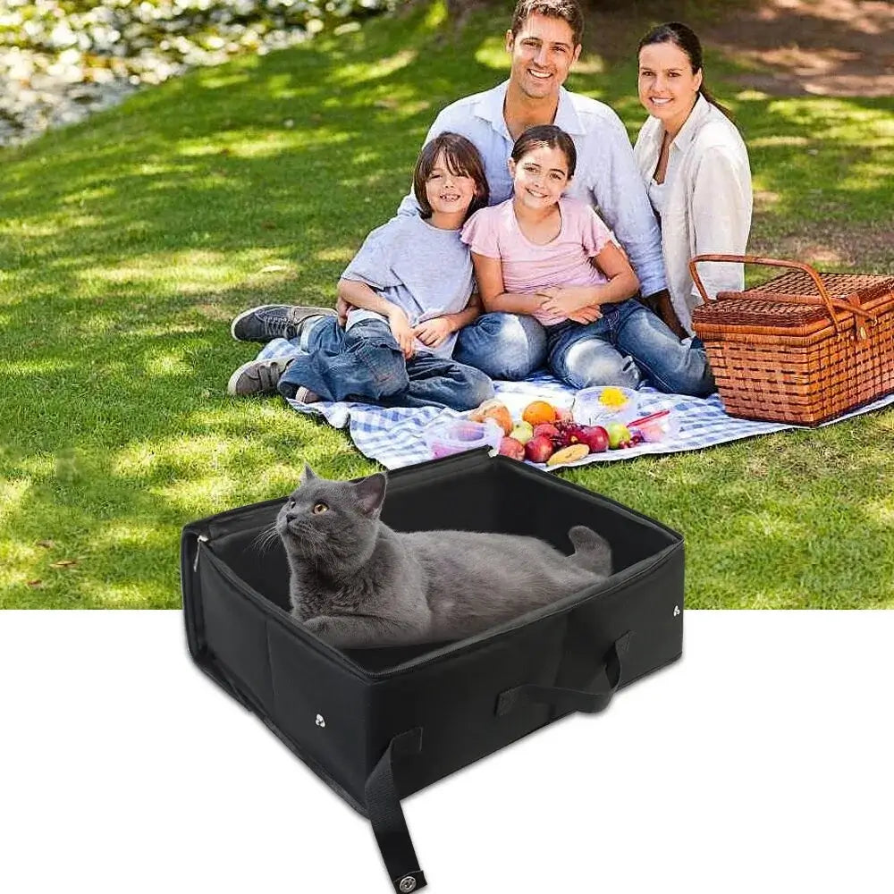 &quot;Foldable Cat Litter Box: Portable &amp; Waterproof Travel Tray&quot; - Paws For Baby