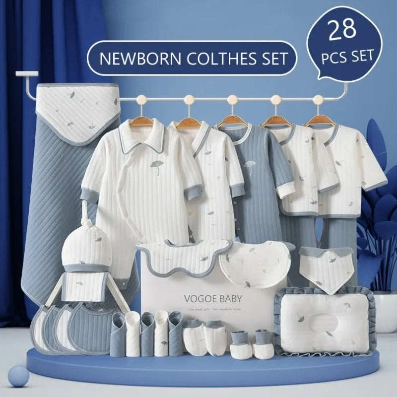 100% Cotton Baby Clothing Set – 28 Pieces Unisex