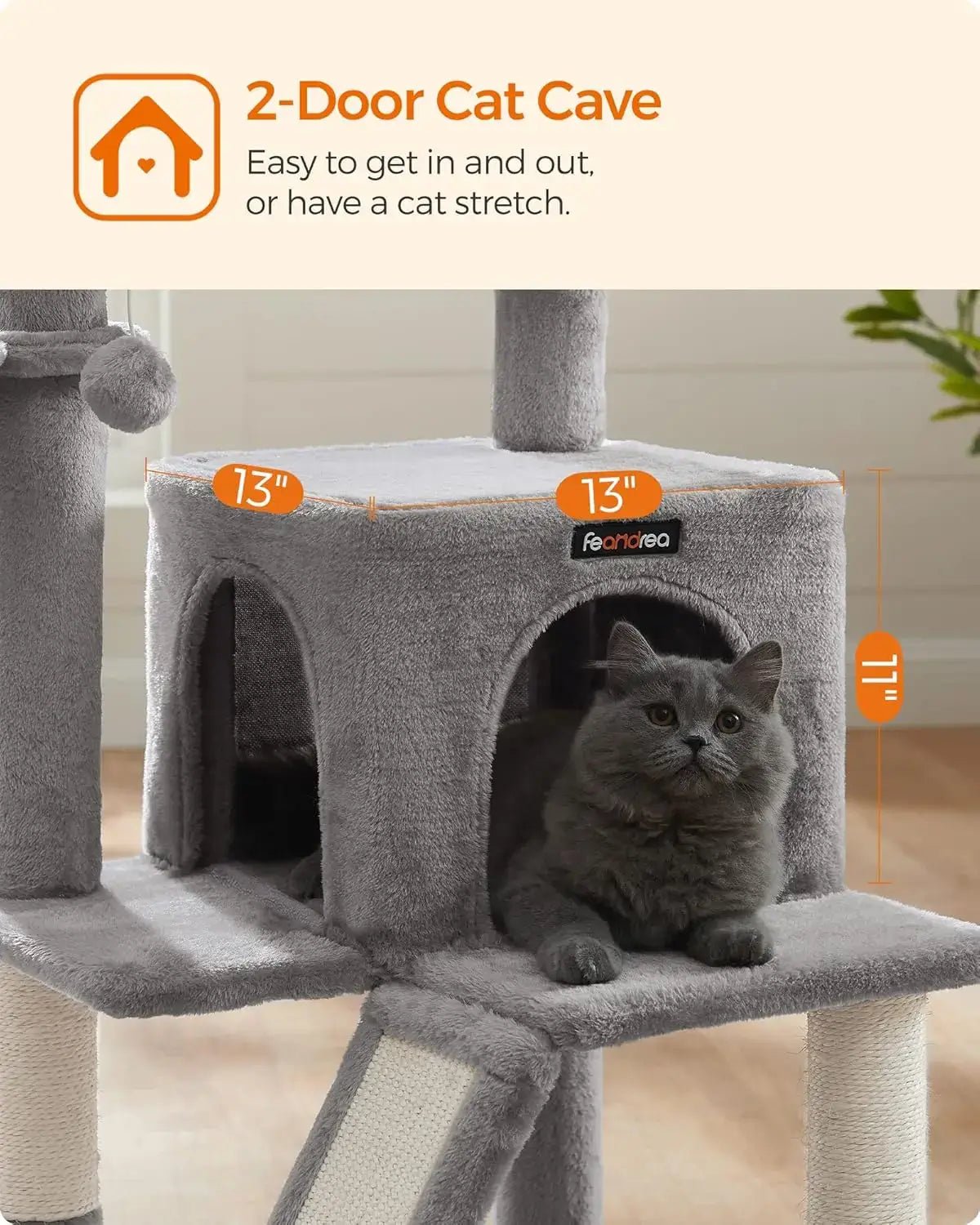 Small Cat Tree Tower - Wide Perch, Multi - Level Condo for Large Indoor Cats - Paws For Baby